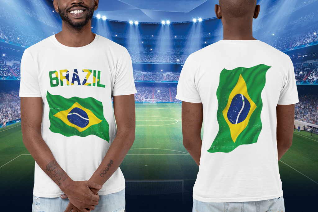 Get trendy with Brazil Waving Flag T-Shirt - T-Shirt available at DizzyKitten. Grab yours for £17.95 today!