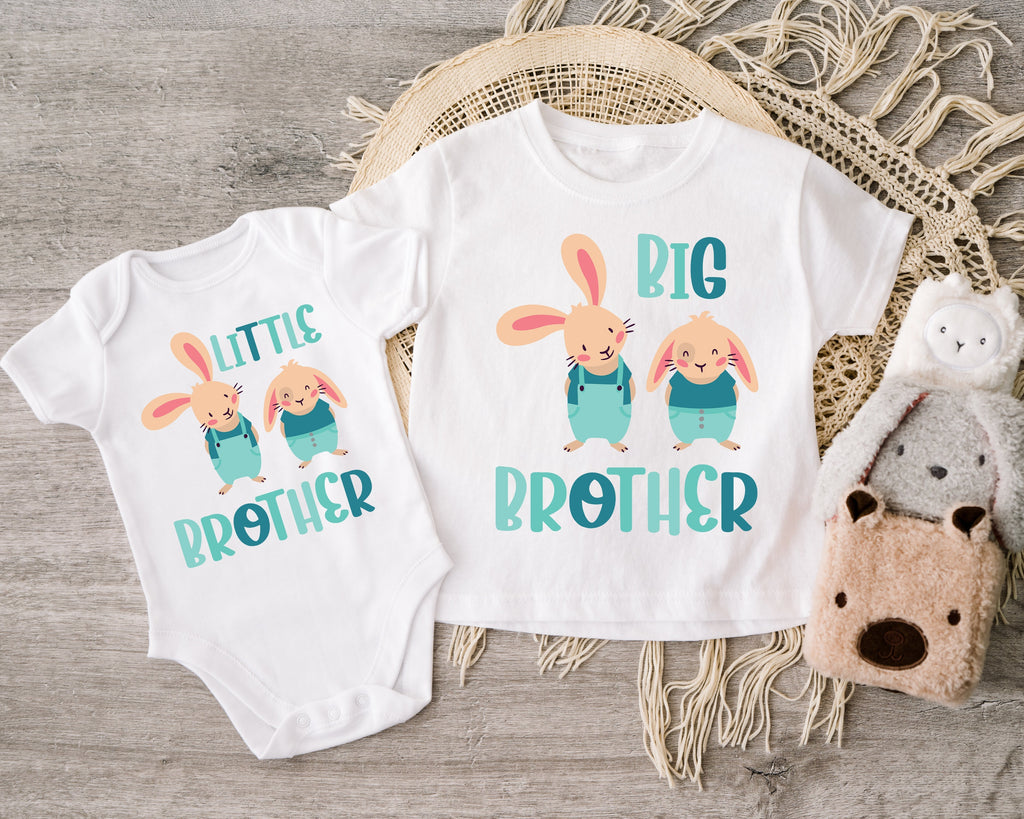 Get trendy with Bunny Big Brother Little Brother T-Shirt Baby Grow Set -  available at DizzyKitten. Grab yours for £9.45 today!