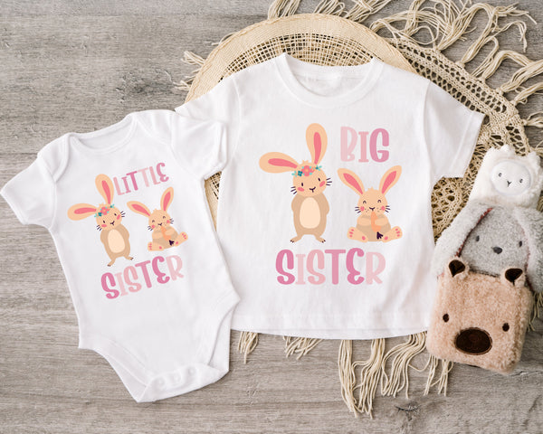 Bunny Big Sister Little Sister T-Shirt Baby Grow Set