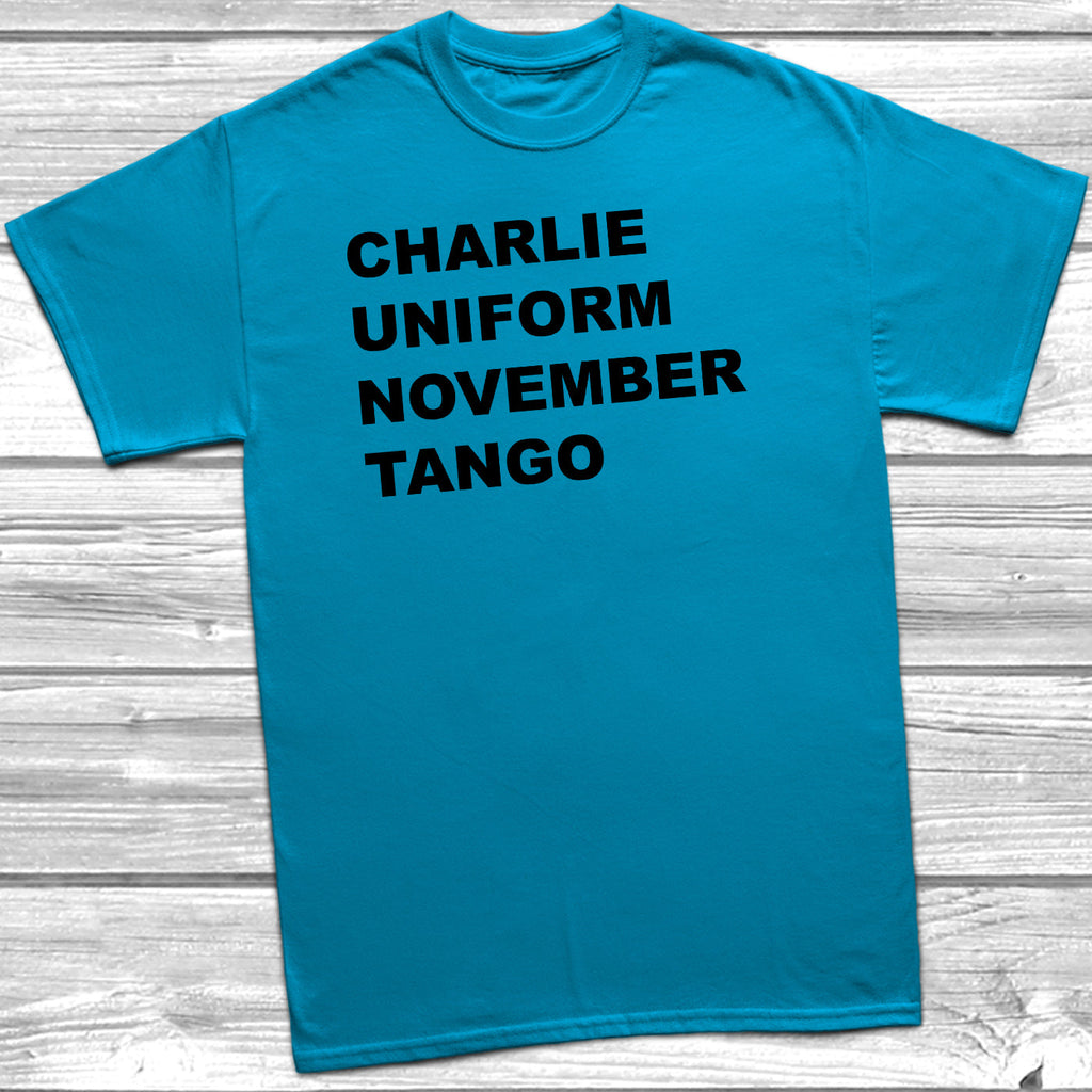 Get trendy with Charlie Uniform November Tango T-shirt - T-Shirt available at DizzyKitten. Grab yours for £7.95 today!