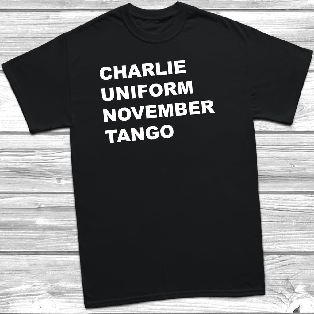 Get trendy with Charlie Uniform November Tango T-shirt - T-Shirt available at DizzyKitten. Grab yours for £8.45 today!