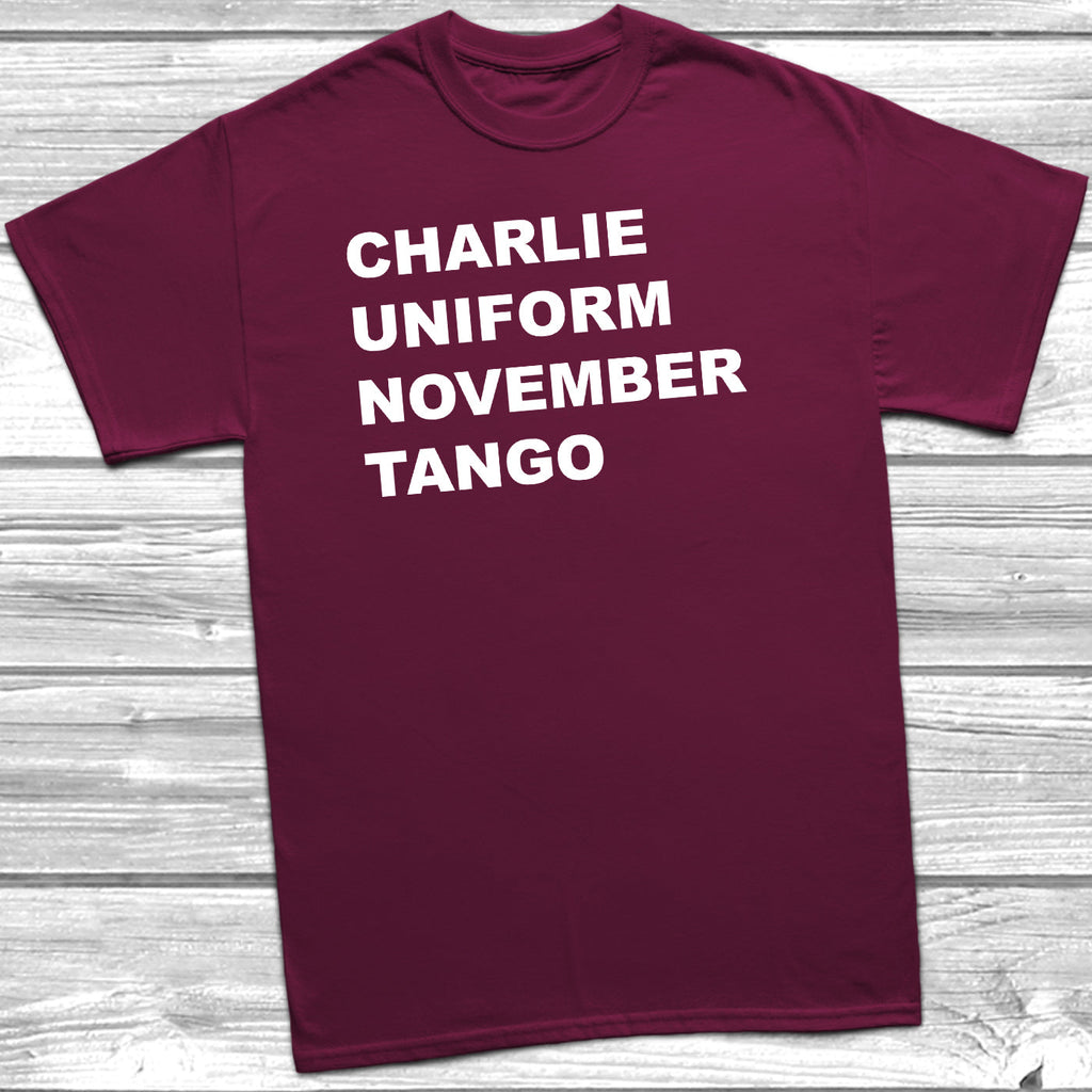 Get trendy with Charlie Uniform November Tango T-shirt - T-Shirt available at DizzyKitten. Grab yours for £8.45 today!