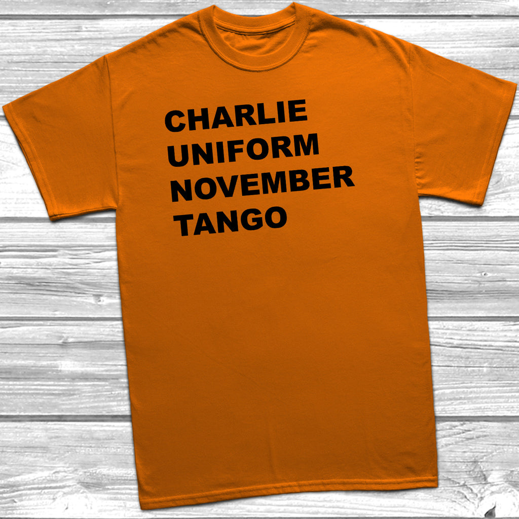 Get trendy with Charlie Uniform November Tango T-shirt - T-Shirt available at DizzyKitten. Grab yours for £7.95 today!