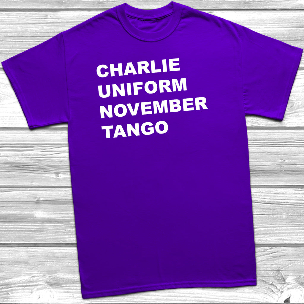 Get trendy with Charlie Uniform November Tango T-shirt - T-Shirt available at DizzyKitten. Grab yours for £7.95 today!