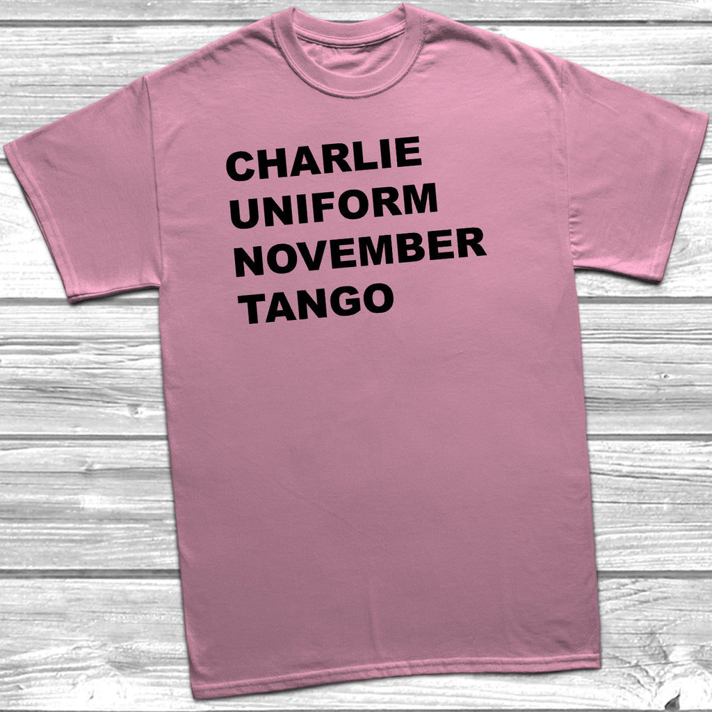 Get trendy with Charlie Uniform November Tango T-shirt - T-Shirt available at DizzyKitten. Grab yours for £7.95 today!