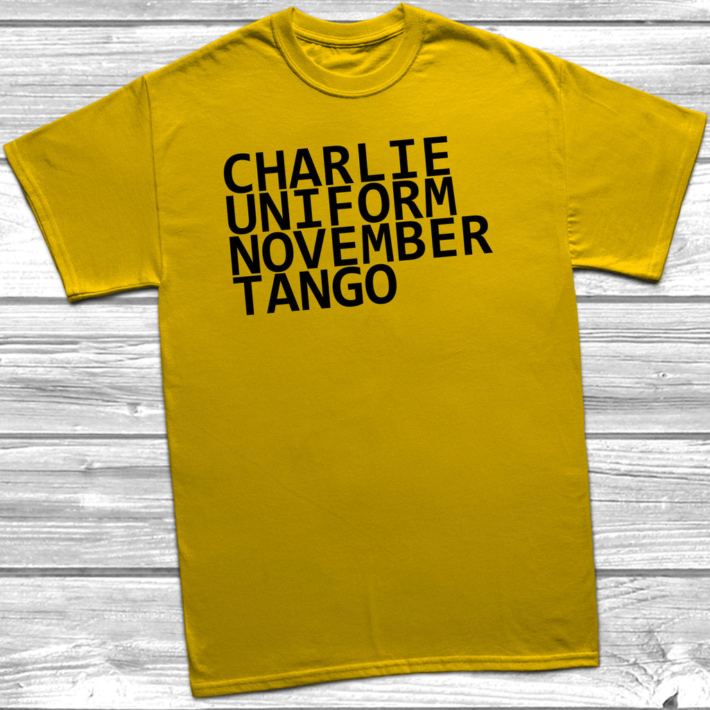 Get trendy with Charlie Uniform November Tango T-Shirt - T-Shirt available at DizzyKitten. Grab yours for £10.45 today!