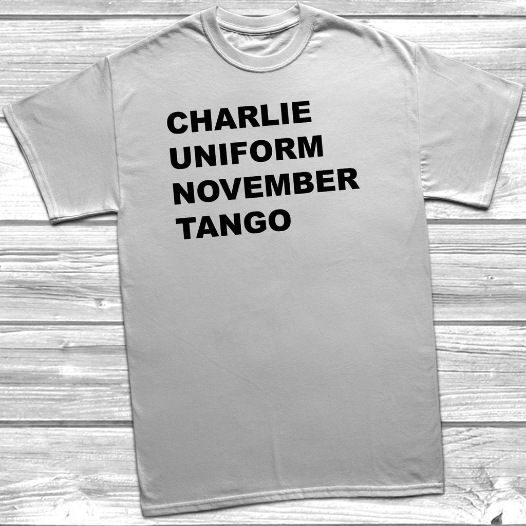 Get trendy with Charlie Uniform November Tango T-shirt - T-Shirt available at DizzyKitten. Grab yours for £7.95 today!