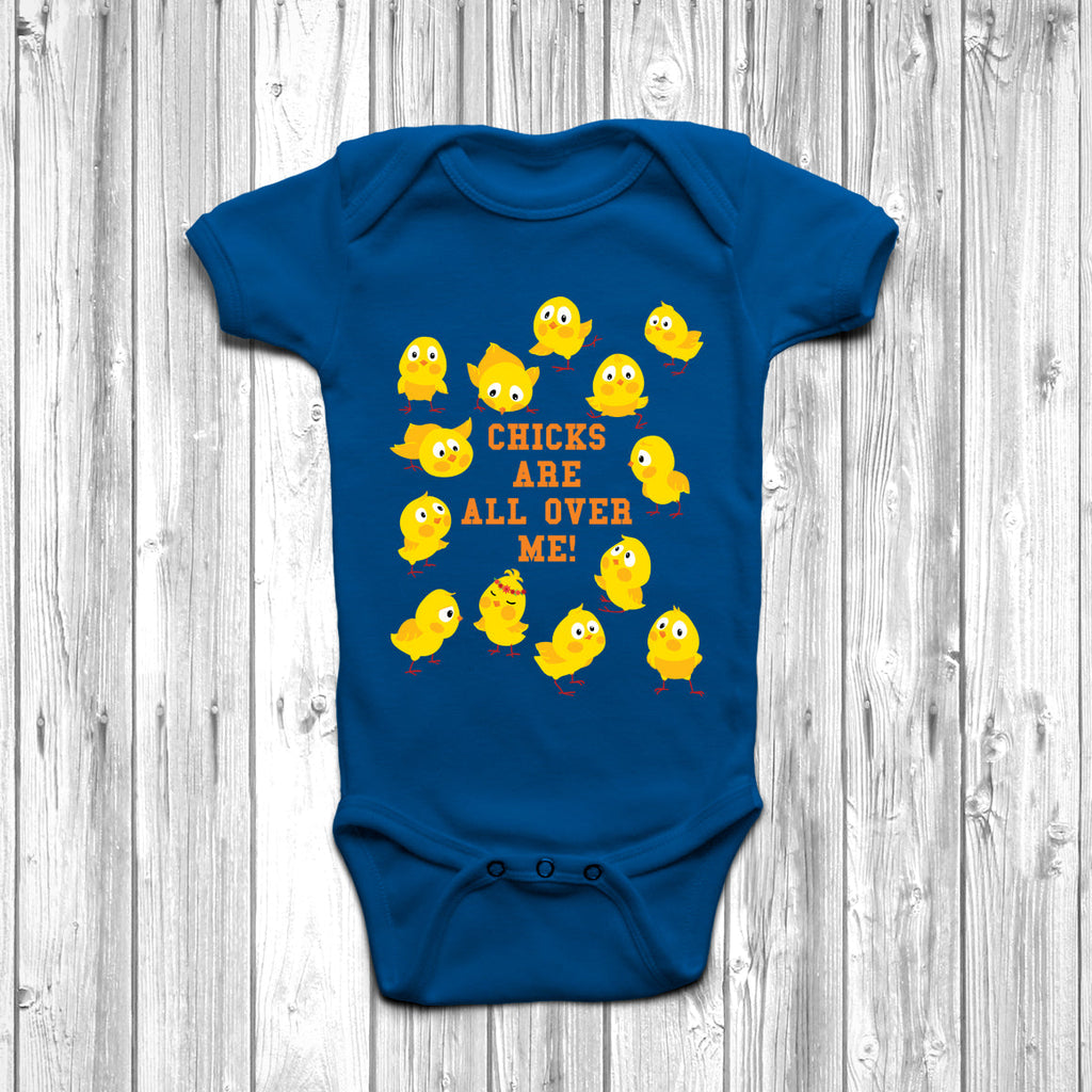 Get trendy with Chicks Are All Over Me Baby Grow - Baby Grow available at DizzyKitten. Grab yours for £10.45 today!