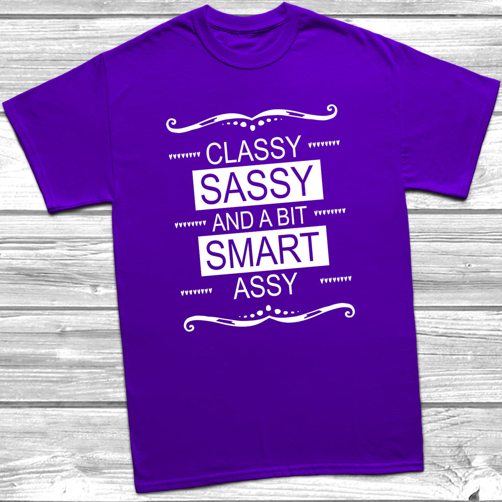 Get trendy with Classy Sassy and A Bit Smart Assy T-Shirt - T-Shirt available at DizzyKitten. Grab yours for £8.99 today!