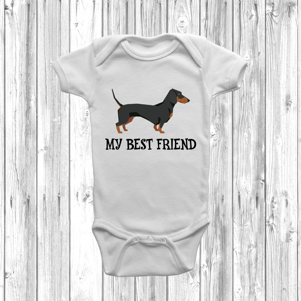 Get trendy with Dachshund My Best Friend Baby Grow -  available at DizzyKitten. Grab yours for £8.95 today!