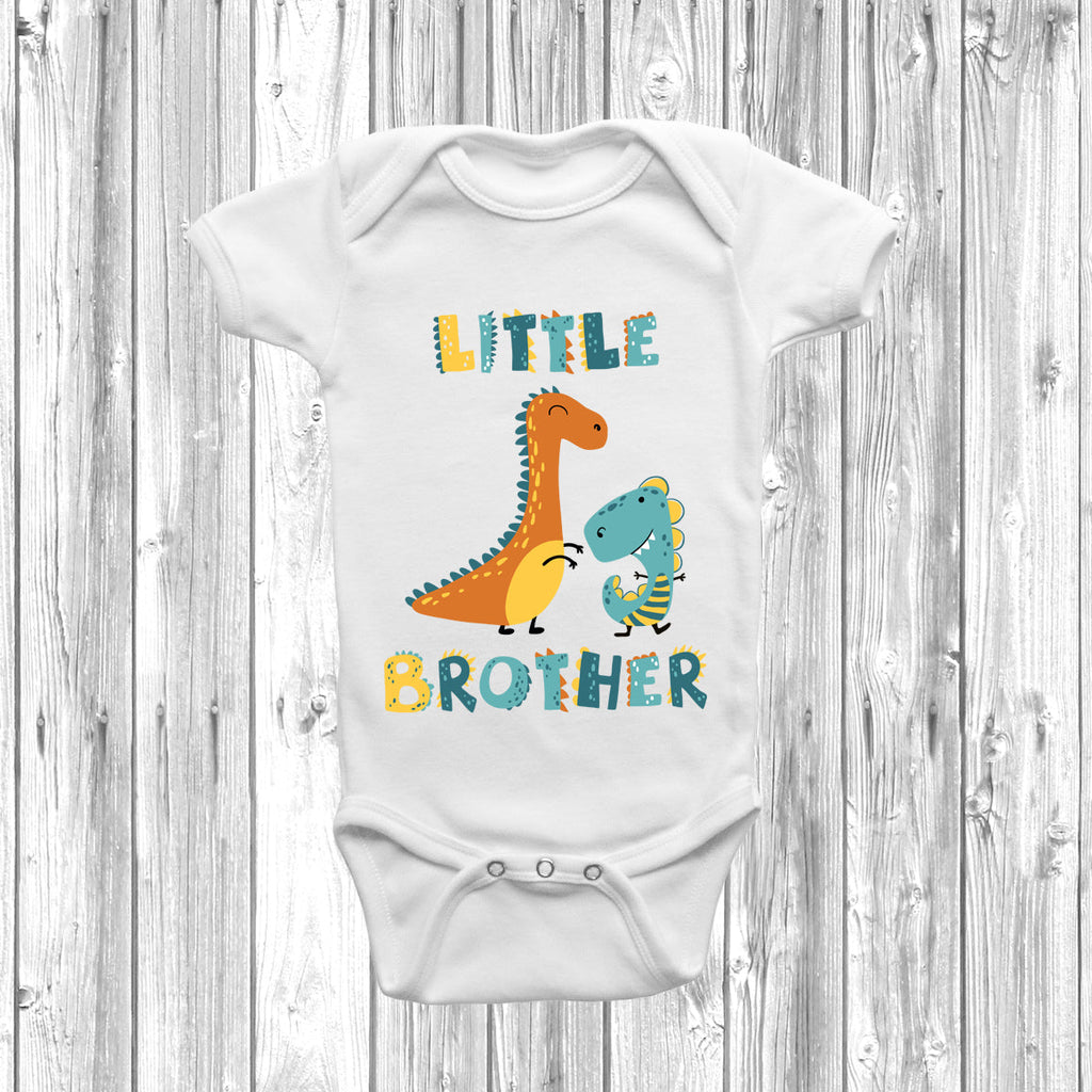 Get trendy with Dinosaur Big Brother Little Brother T-Shirt Baby Grow Set -  available at DizzyKitten. Grab yours for £9.45 today!