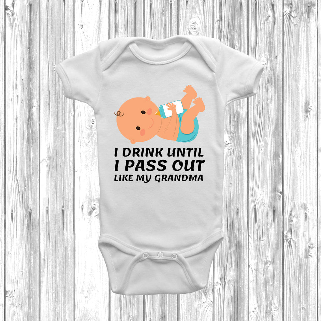 Get trendy with I Drink Until I Pass Out Like My Grandma Baby Grow -  available at DizzyKitten. Grab yours for £9.49 today!