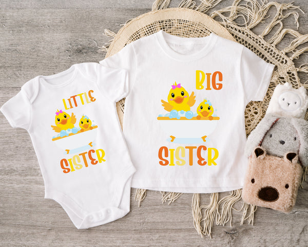 Duck Big Sister Little Sister T-Shirt Baby Grow Set