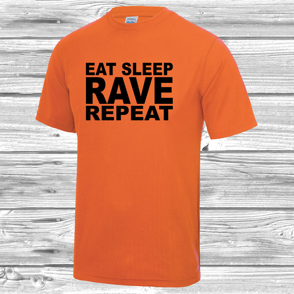 Get trendy with Eat Sleep Rave Repeat T Shirt - Activewear available at DizzyKitten. Grab yours for £10.49 today!