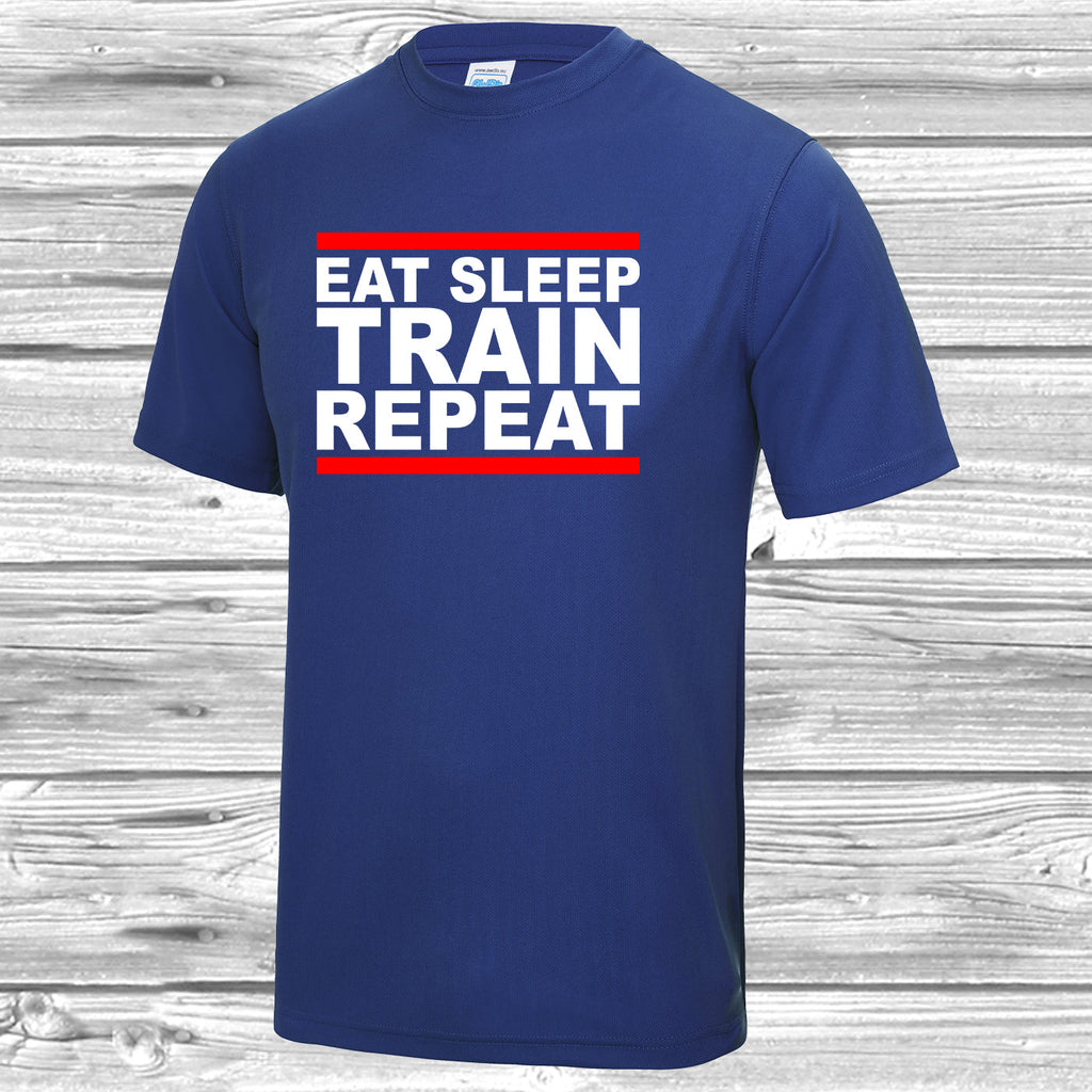 Get trendy with Eat Sleep Train Repeat T-Shirt - Activewear available at DizzyKitten. Grab yours for £10.49 today!