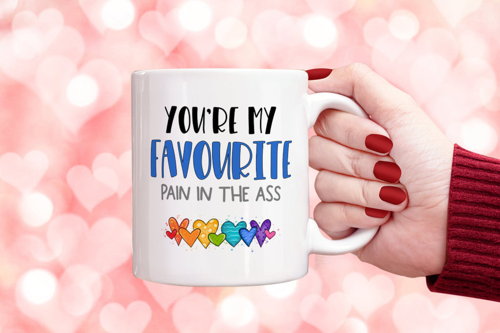Get trendy with You're My Favourite Pain In The Ass Mug - Mug available at DizzyKitten. Grab yours for £8.99 today!