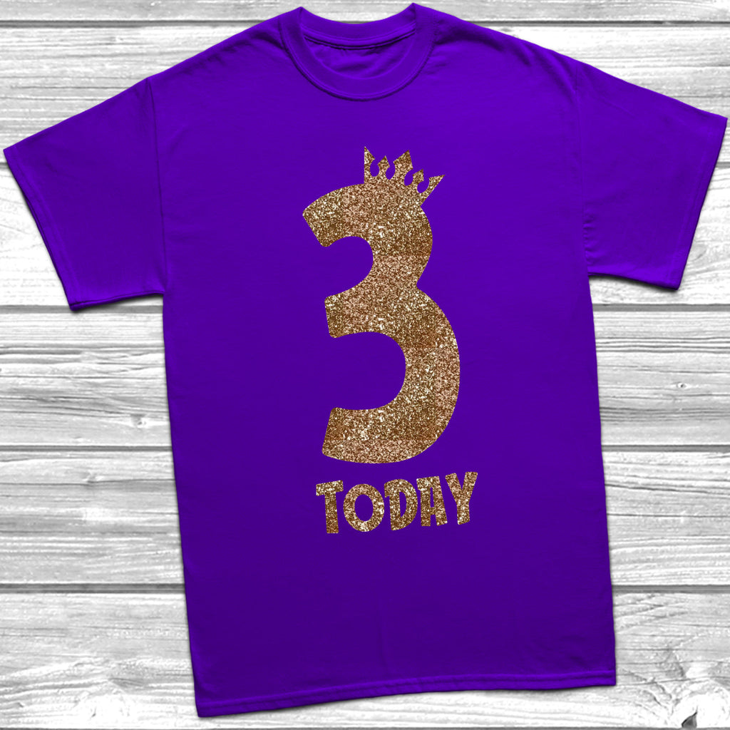 Get trendy with Glitter Three Today T-Shirt -  available at DizzyKitten. Grab yours for £9.45 today!