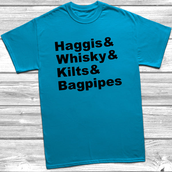 Haggis Whisky Kilts & Bagpipes T-Shirt - DizzyKitten