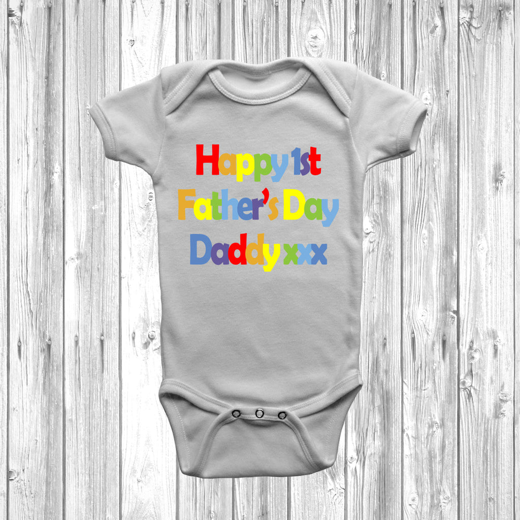 Get trendy with Happy 1st Fathers Day Daddy Baby Grow - Baby Grow available at DizzyKitten. Grab yours for £10.45 today!