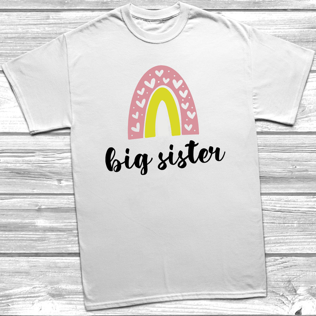 Get trendy with Rainbow Big Sister Little Sister T-Shirt Baby Grow Set -  available at DizzyKitten. Grab yours for £8.95 today!