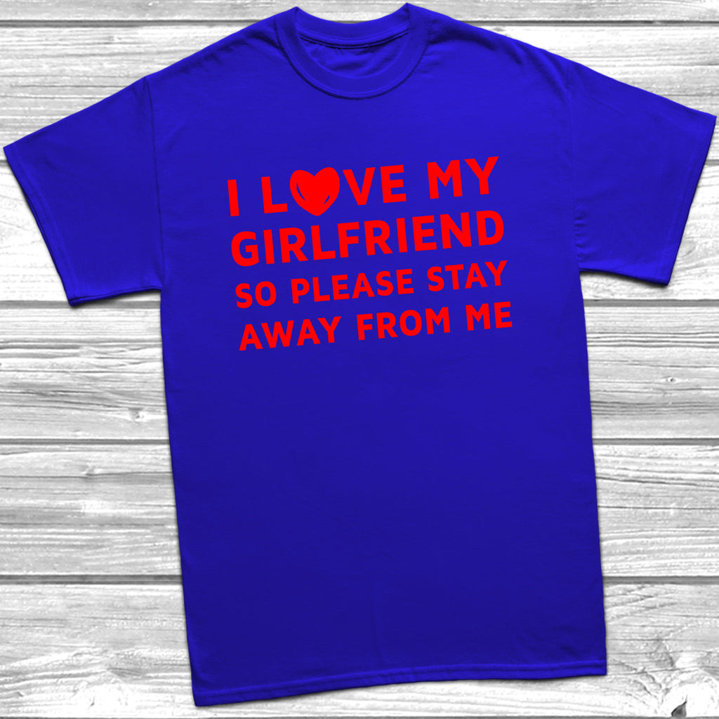 Get trendy with I Love My Girlfriend Stay Away Mens T-Shirt - T-Shirt available at DizzyKitten. Grab yours for £9.49 today!