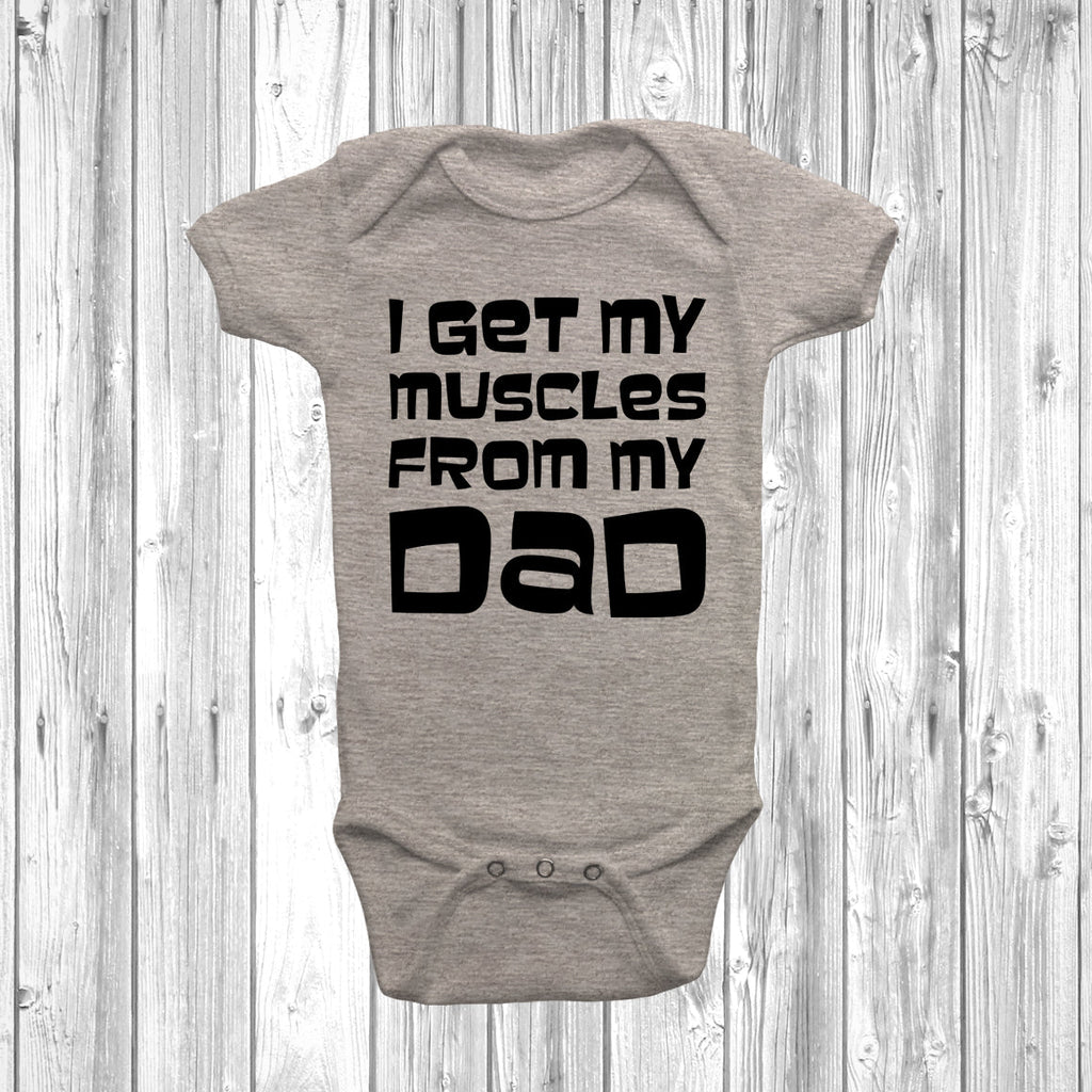 Get trendy with I Get My Muscles From My Dad Baby Grow - Baby Grow available at DizzyKitten. Grab yours for £7.45 today!