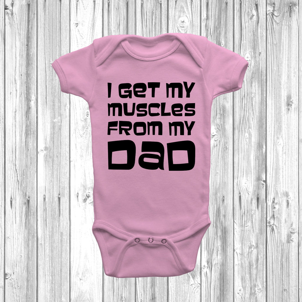 Get trendy with I Get My Muscles From My Dad Baby Grow - Baby Grow available at DizzyKitten. Grab yours for £7.45 today!