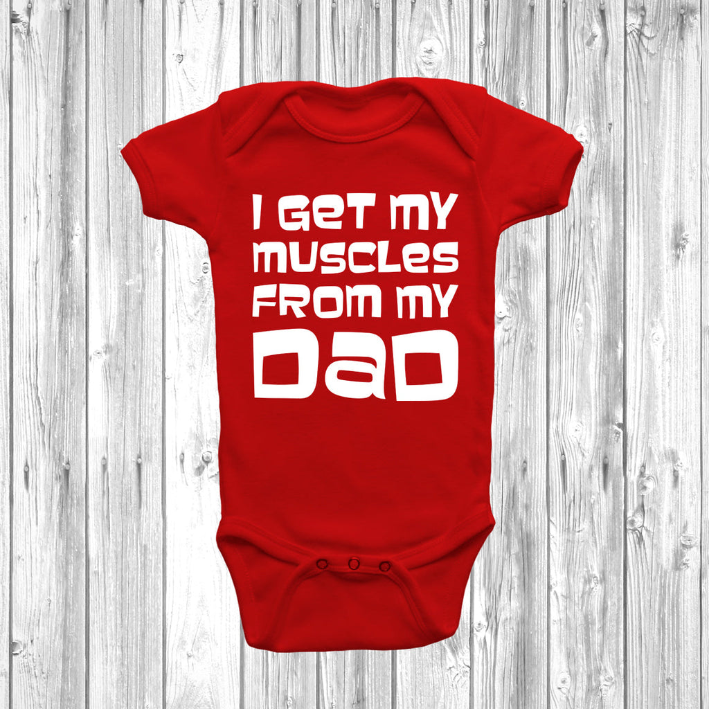 Get trendy with I Get My Muscles From My Dad Baby Grow - Baby Grow available at DizzyKitten. Grab yours for £7.45 today!