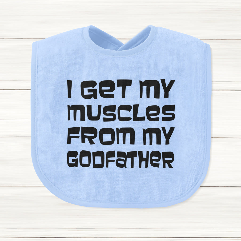Get trendy with I Get My Muscles From My Godfather Baby Bib - Baby Grow available at DizzyKitten. Grab yours for £6.45 today!