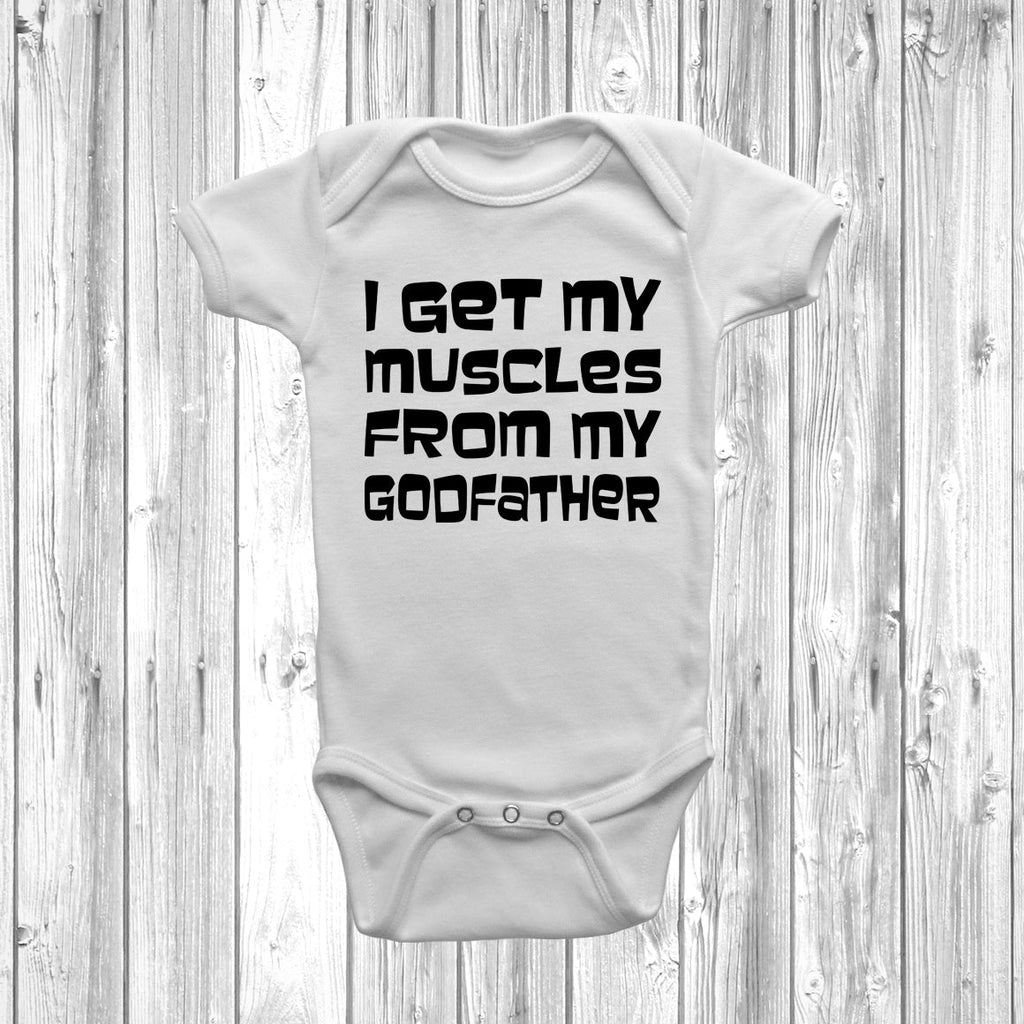 Get trendy with I Get My Muscles From My Godfather Baby Grow - Baby Grow available at DizzyKitten. Grab yours for £7.45 today!