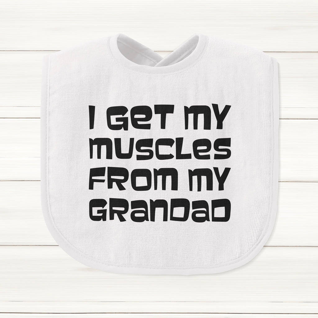 Get trendy with I Get My Muscles From My Grandad Baby Bib - Baby Grow available at DizzyKitten. Grab yours for £5.95 today!