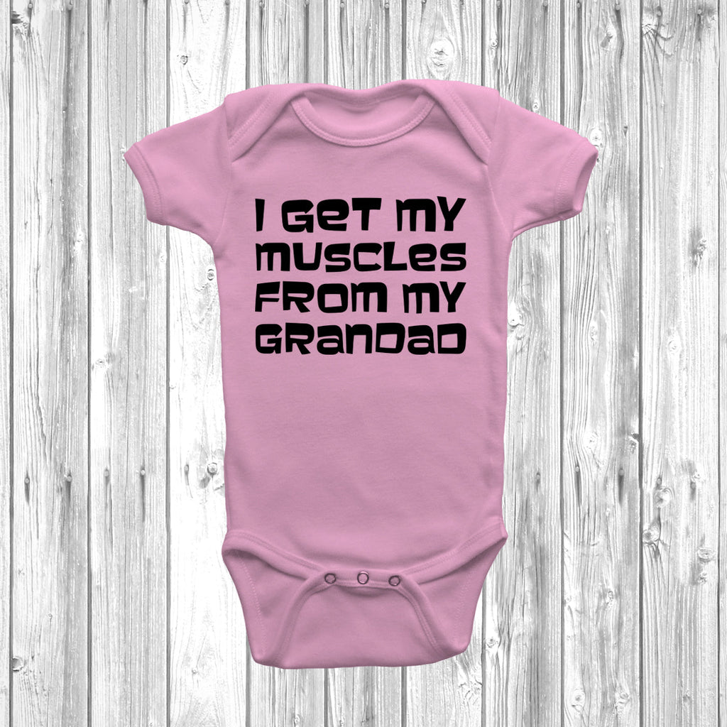 Get trendy with I Get My Muscles From My Grandad Baby Grow - Baby Grow available at DizzyKitten. Grab yours for £6.95 today!