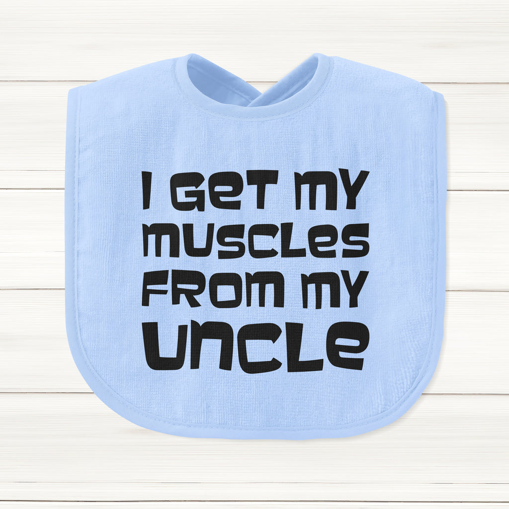 Get trendy with I Get My Muscles From My Uncle Baby Bib - Baby Grow available at DizzyKitten. Grab yours for £6.45 today!