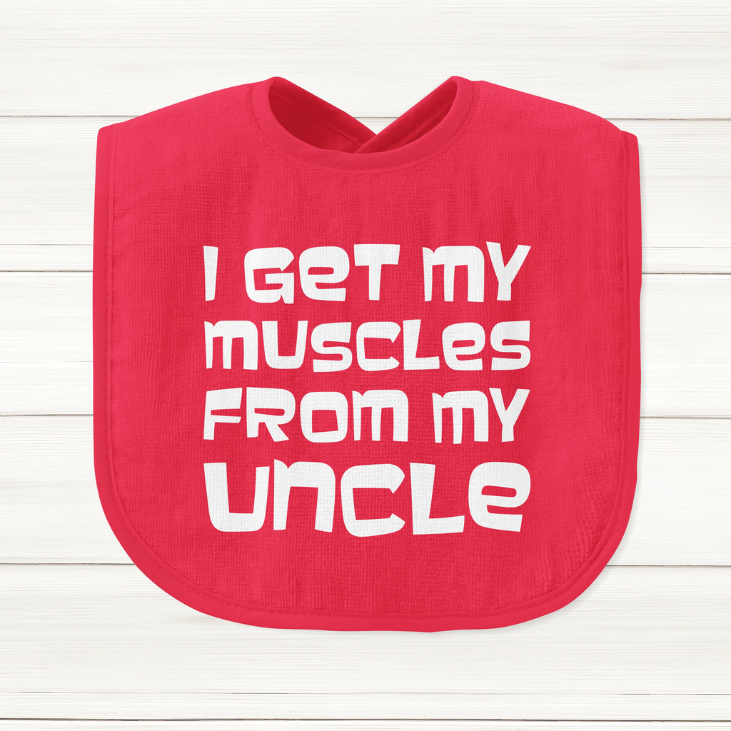 Get trendy with I Get My Muscles From My Uncle Baby Bib - Baby Grow available at DizzyKitten. Grab yours for £6.45 today!