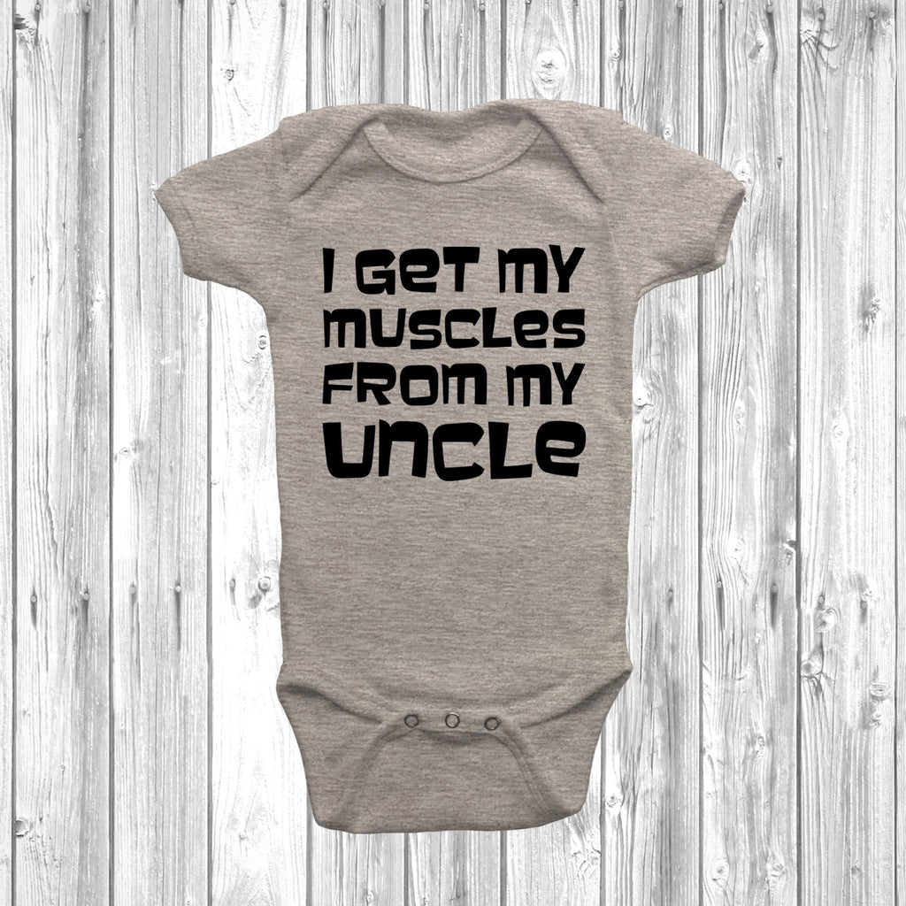 Get trendy with I Get My Muscles From My Uncle Baby Grow - Baby Grow available at DizzyKitten. Grab yours for £7.45 today!