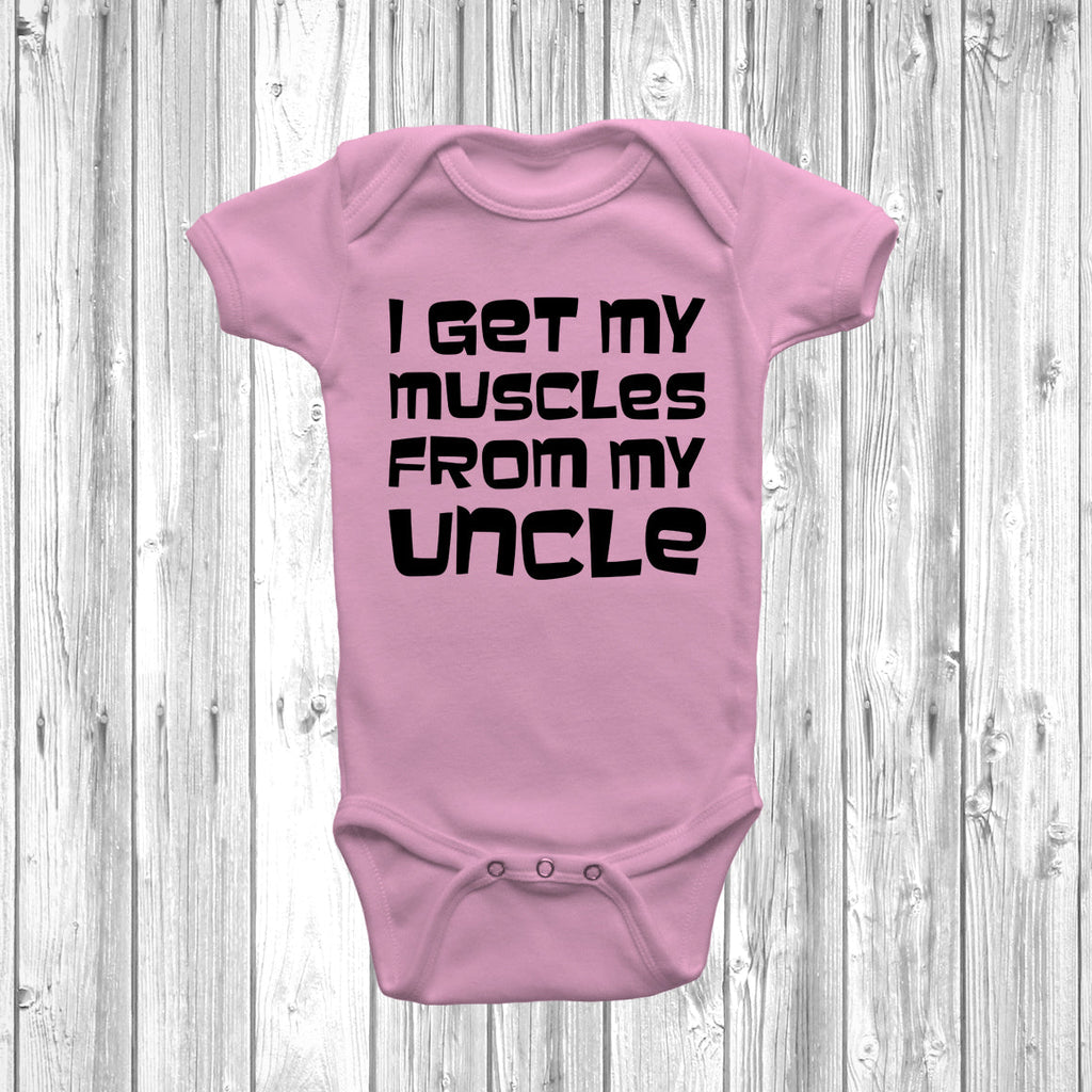 Get trendy with I Get My Muscles From My Uncle Baby Grow - Baby Grow available at DizzyKitten. Grab yours for £7.45 today!