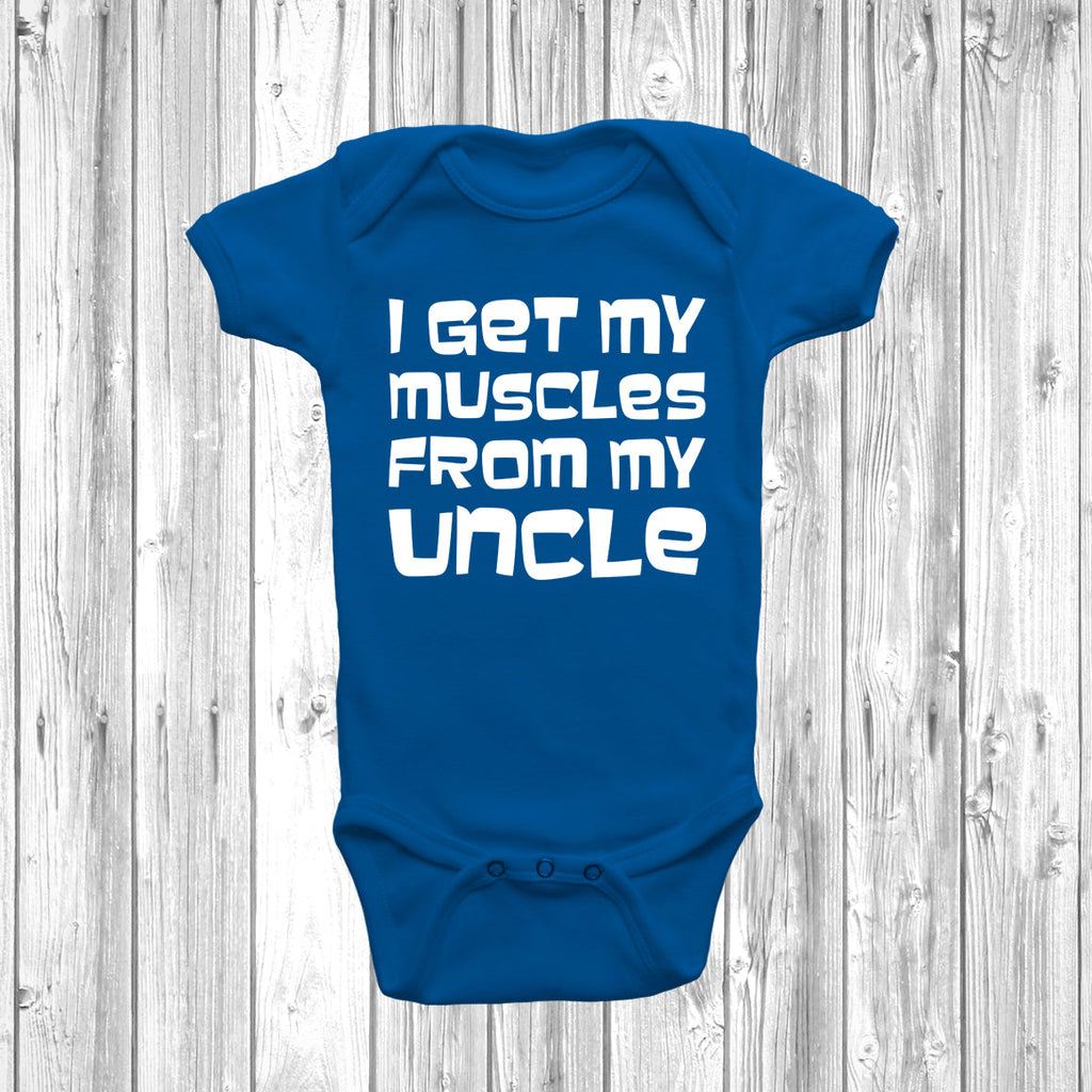 Get trendy with I Get My Muscles From My Uncle Baby Grow - Baby Grow available at DizzyKitten. Grab yours for £7.45 today!