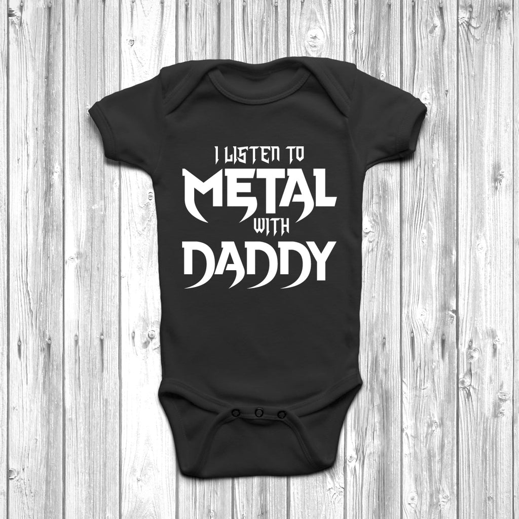 Get trendy with I Listen To Metal With Daddy Baby Grow - Baby Grow available at DizzyKitten. Grab yours for £7.95 today!