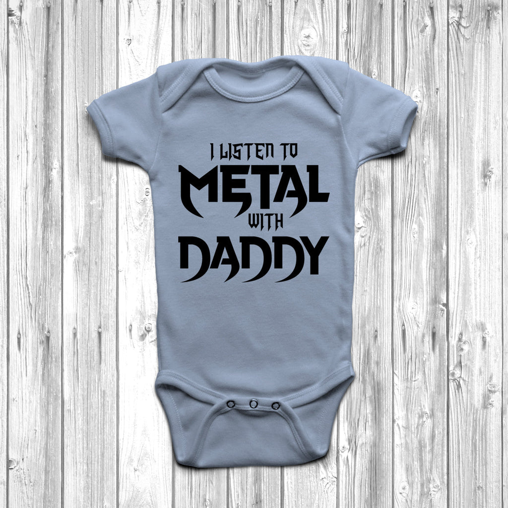 Get trendy with I Listen To Metal With Daddy Baby Grow - Baby Grow available at DizzyKitten. Grab yours for £7.95 today!