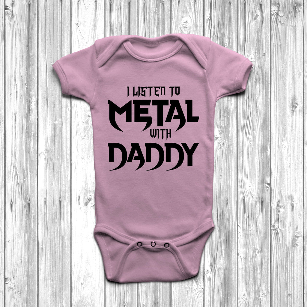 Get trendy with I Listen To Metal With Daddy Baby Grow - Baby Grow available at DizzyKitten. Grab yours for £7.95 today!