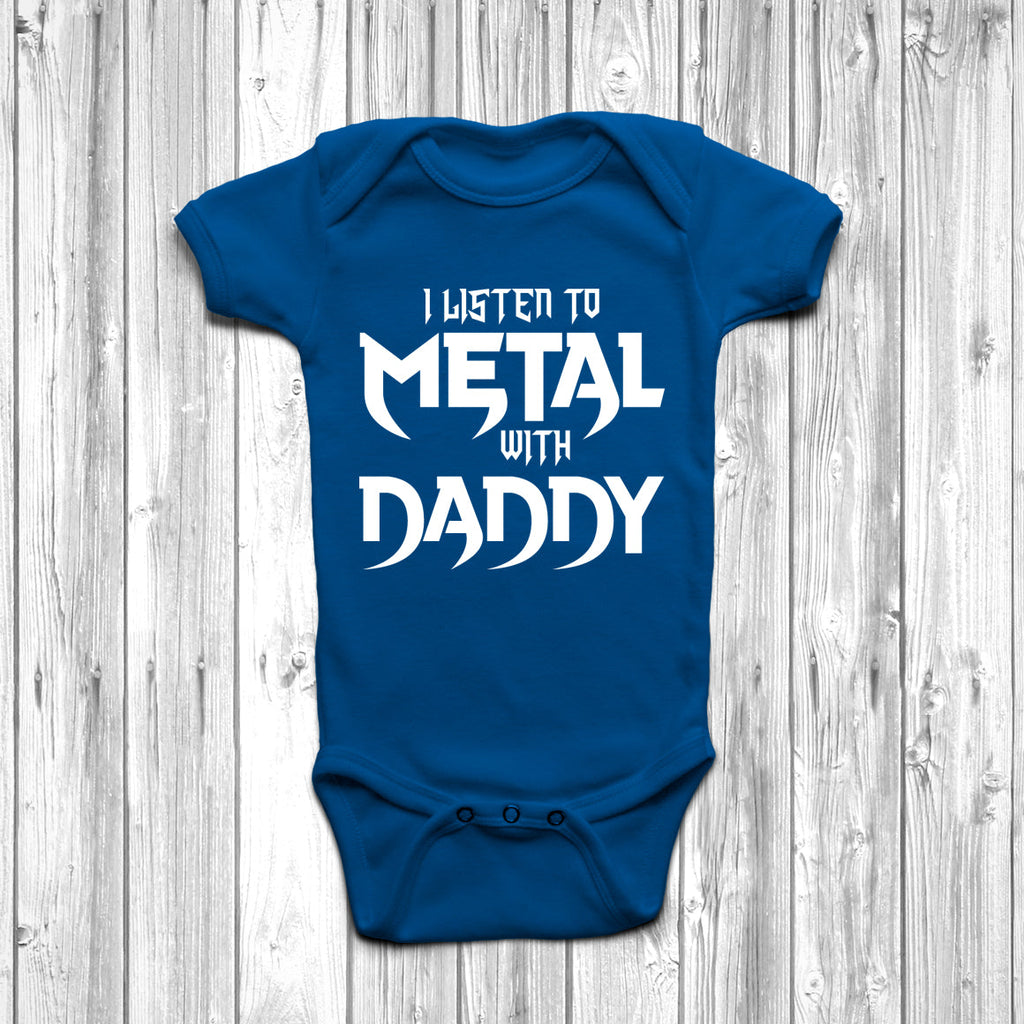 Get trendy with I Listen To Metal With Daddy Baby Grow - Baby Grow available at DizzyKitten. Grab yours for £8.45 today!