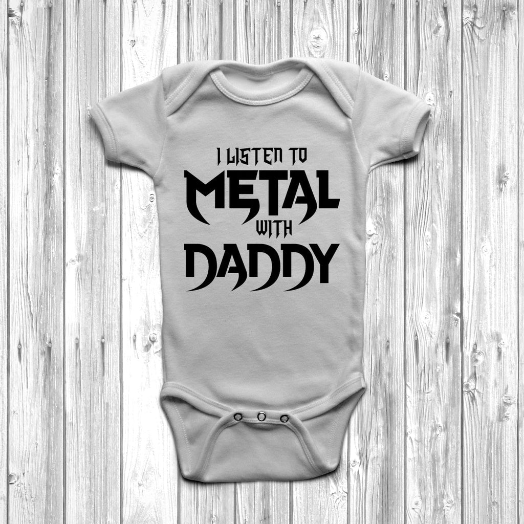Get trendy with I Listen To Metal With Daddy Baby Grow - Baby Grow available at DizzyKitten. Grab yours for £8.45 today!