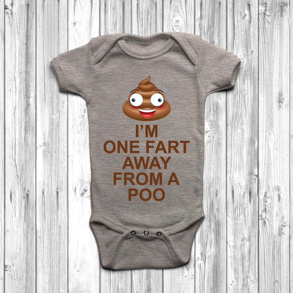 Get trendy with I'm One Fart Away From A Poo Baby Grow - Baby Grow available at DizzyKitten. Grab yours for £9.95 today!