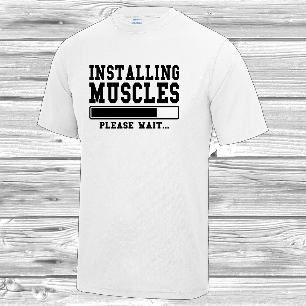 installing muscles t shirt