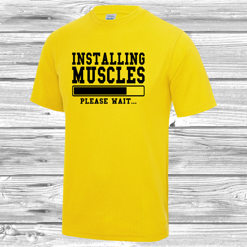 Get trendy with Installing Muscles T-Shirt - Activewear available at DizzyKitten. Grab yours for £9.99 today!