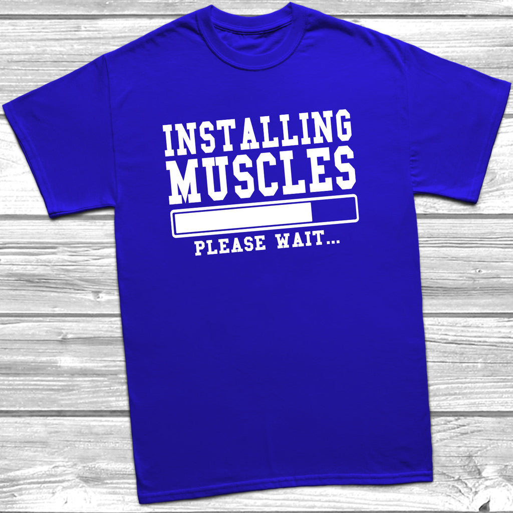 installing muscles t shirt