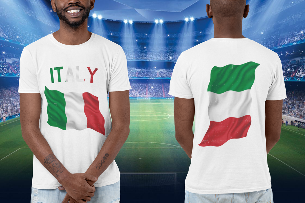 Get trendy with Italy Waving Flag T-Shirt - T-Shirt available at DizzyKitten. Grab yours for £17.95 today!