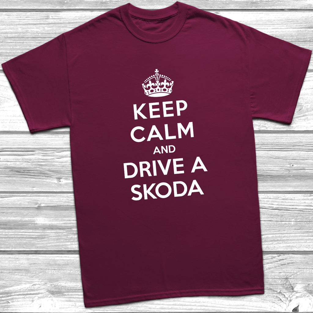 Get trendy with Keep Calm and Drive A Skoda T-Shirt - T-Shirt available at DizzyKitten. Grab yours for £11.49 today!