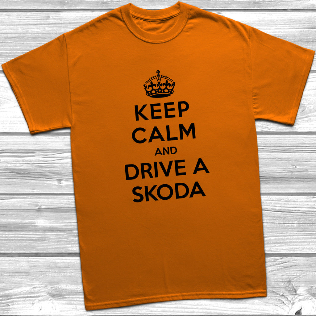 Get trendy with Keep Calm and Drive A Skoda T-Shirt - T-Shirt available at DizzyKitten. Grab yours for £11.49 today!