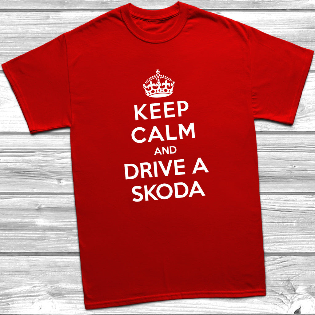 Get trendy with Keep Calm and Drive A Skoda T-Shirt - T-Shirt available at DizzyKitten. Grab yours for £11.49 today!